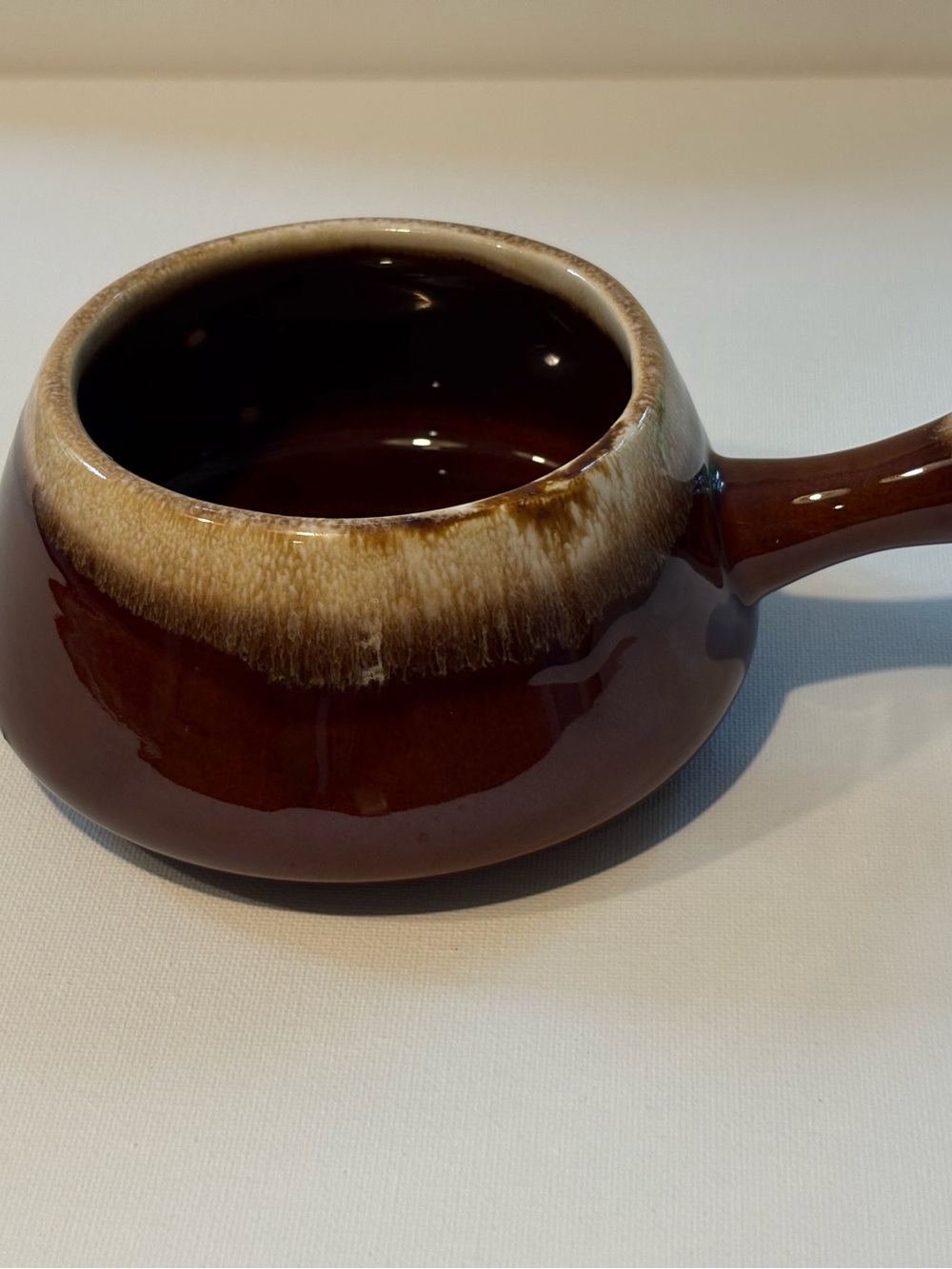 McCoy Brown Ceramic Soup Bowl with Handle and Classic Crock - Two-Tone Glaze